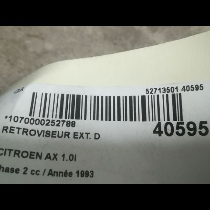 Retroviseur exterieur manuel droit occasion CITROEN AX Phase 2 07-1991->06-1998 1.0i 95619663 3