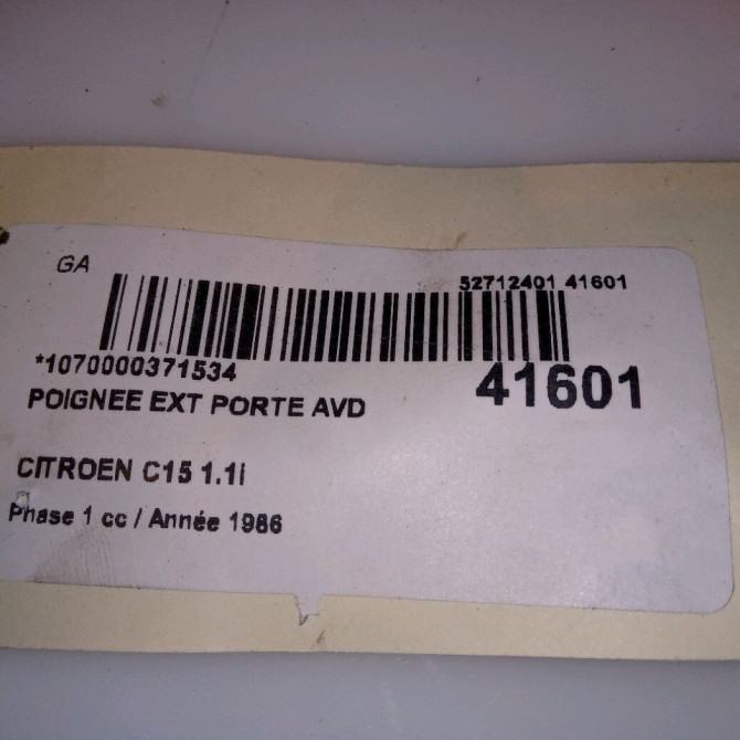 Poignee ext porte avd occasion CITROEN C15 Phase 1 07-1987->06-1996 1.1i 95546212YB 3