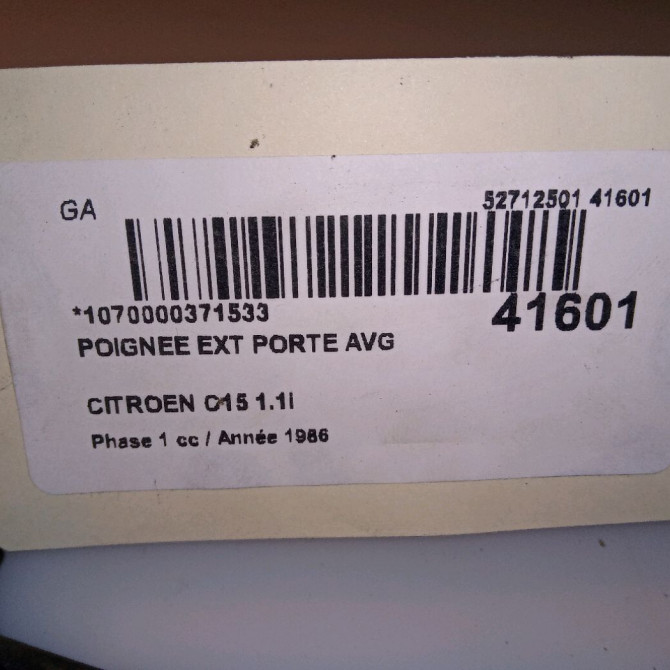 Poignee ext porte avg occasion CITROEN C15 Phase 1 07-1987->06-1996 1.1i 95546213 4
