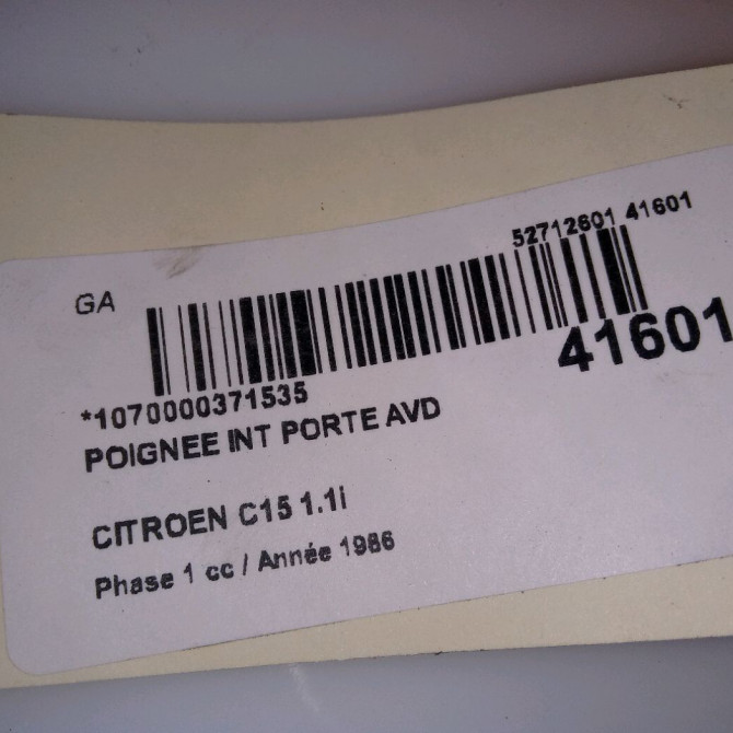Poignee int porte avd occasion CITROEN C15 Phase 1 07-1987->06-1996 1.1i 95505200FYC 4