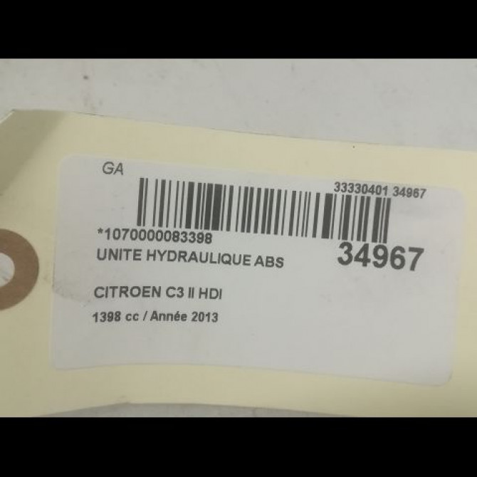 Unité hydraulique ABS occasion CITROEN C3 II Phase 2 03-2013->12-2016 1.4 HDi 70ch 1608752780 3