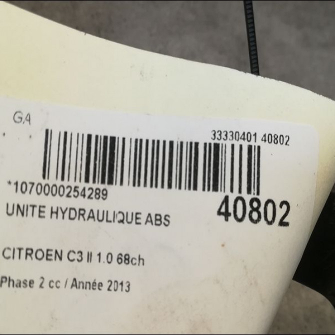 Unité hydraulique ABS occasion CITROEN C3 II Phase 2 03-2013->12-2016 1.0 68ch 1608752780 4