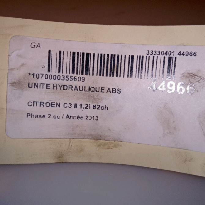 Unité hydraulique ABS occasion CITROEN C3 II Phase 2 03-2013->12-2016 1.2i 82ch 1608752780 5