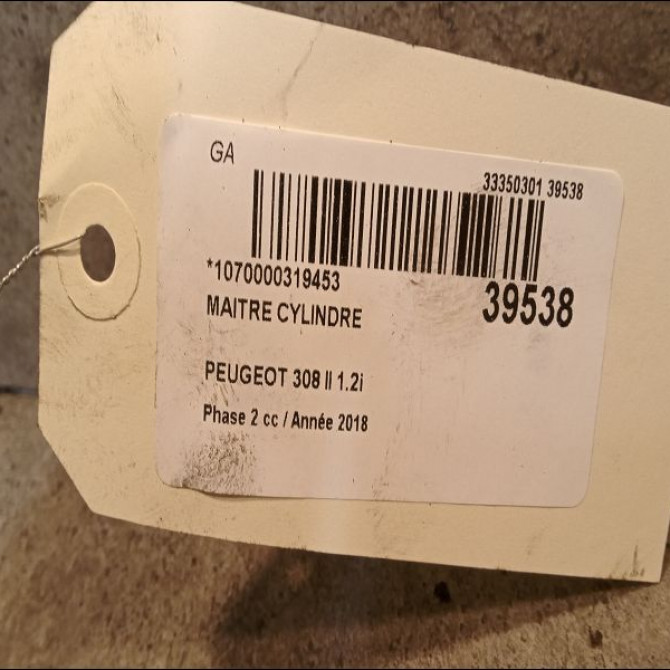 Maitre cylindre occasion PEUGEOT 308 II 308 II Phase 2 2017-04-01-> 1.2i PureTech 130ch 1610017880 2
