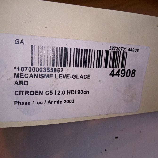 Mecanisme leve-glace arrière droit occasion CITROEN C5 I Phase 1 03-2001->09-2004 2.0 HDI 90ch 922466 4