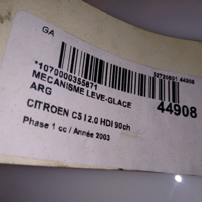 Mecanisme leve-glace arrière gauche occasion CITROEN C5 I Phase 1 03-2001->09-2004 2.0 HDI 90ch 922363 4