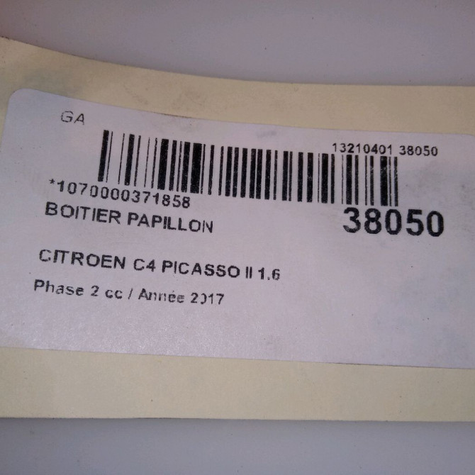 Boitier papillon occasion CITROEN C4 PICASSO II Phase 2 09-2016->... 1.6 BLUEHDI 120ch 3