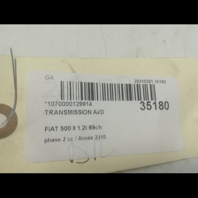 Transmission avant droite occasion FIAT 500 II phase 2 04-2014->... 1.2i 69ch 51956411 4