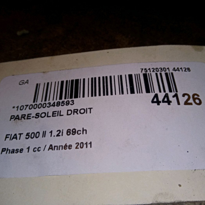 Pare-soleil droit occasion FIAT 500 II 500 II Phase 1 2007-07-01->2016-03-31 1.2i 69ch 735755398 3