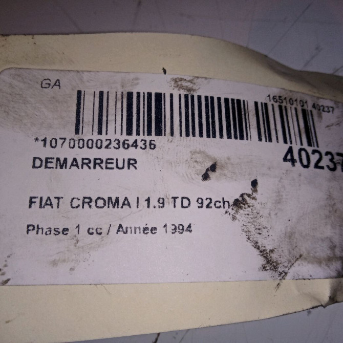 Démarreur occasion FIAT CROMA I Phase 1 04-1995->04-1999 1.9 TD 92ch 5