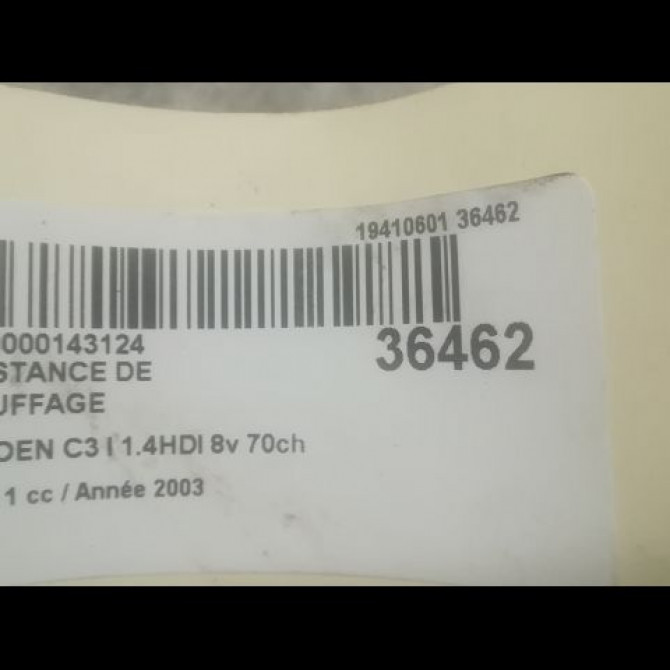 Resistance de chauffage occasion CITROEN C3 I Phase 1 04-2002->10-2005 1.4HDI 8v 70ch 3