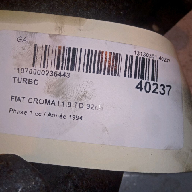 Turbo occasion FIAT CROMA I Phase 1 04-1995->04-1999 1.9 TD 92ch 7