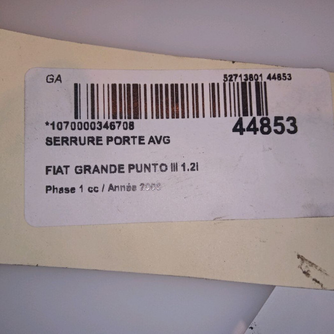 Serrure porte avg occasion FIAT GRANDE PUNTO III Phase 1 09-2005->12-2013 1.2i 65ch 52065105 4
