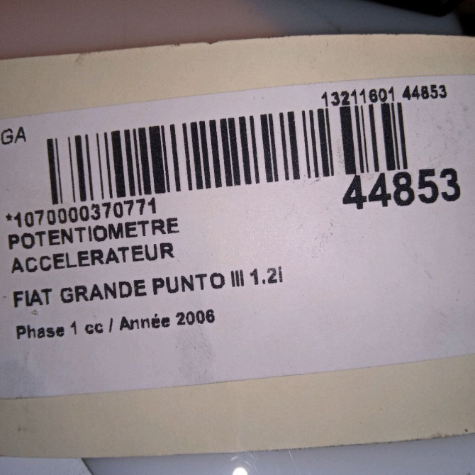 Potentiometre accelerateur occasion FIAT GRANDE PUNTO III Phase 1 09-2005->12-2013 1.2i 65ch 4