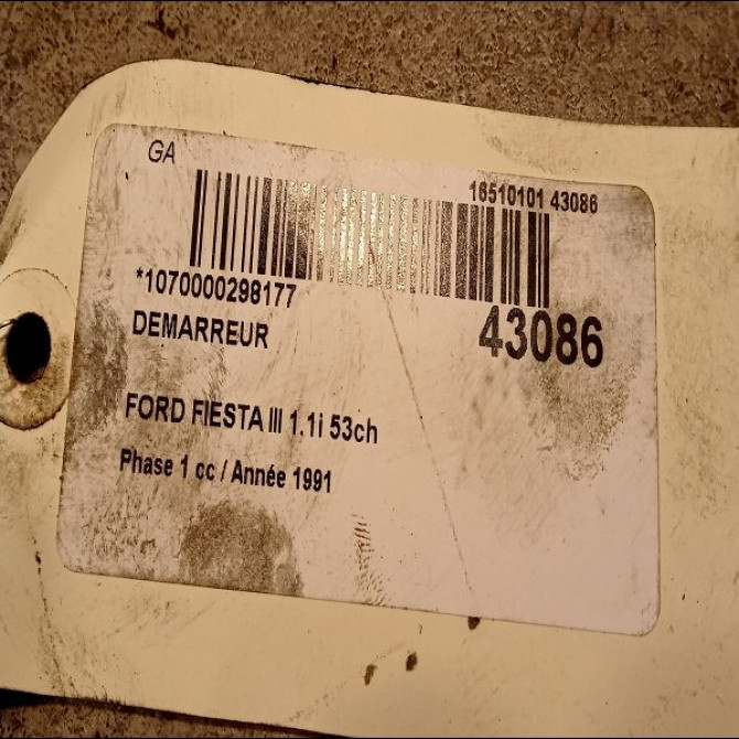 Démarreur occasion FORD FIESTA III Phase 1 03-1989->01-1994 1.1i 53ch 3