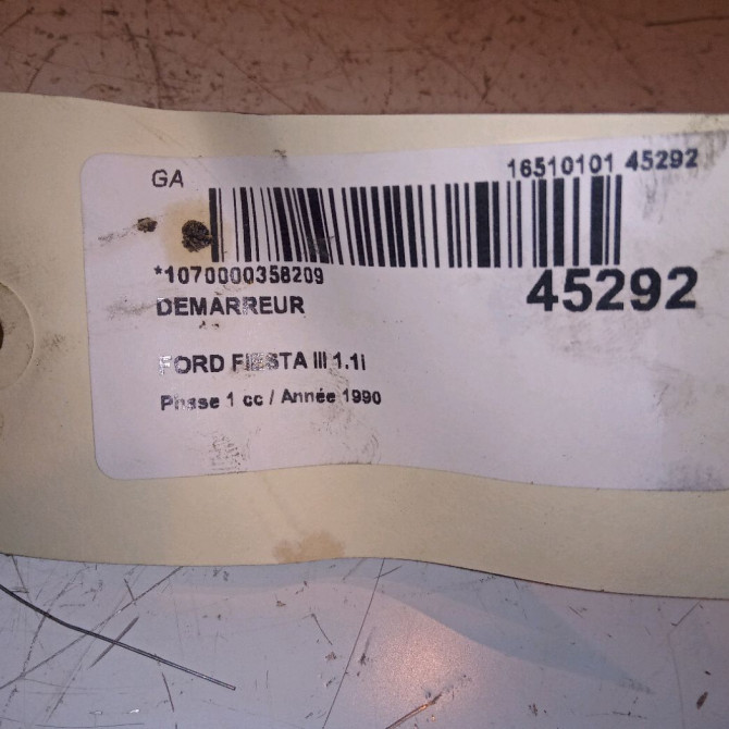 Démarreur occasion FORD FIESTA III Phase 1 03-1989->01-1994 1.1i 6