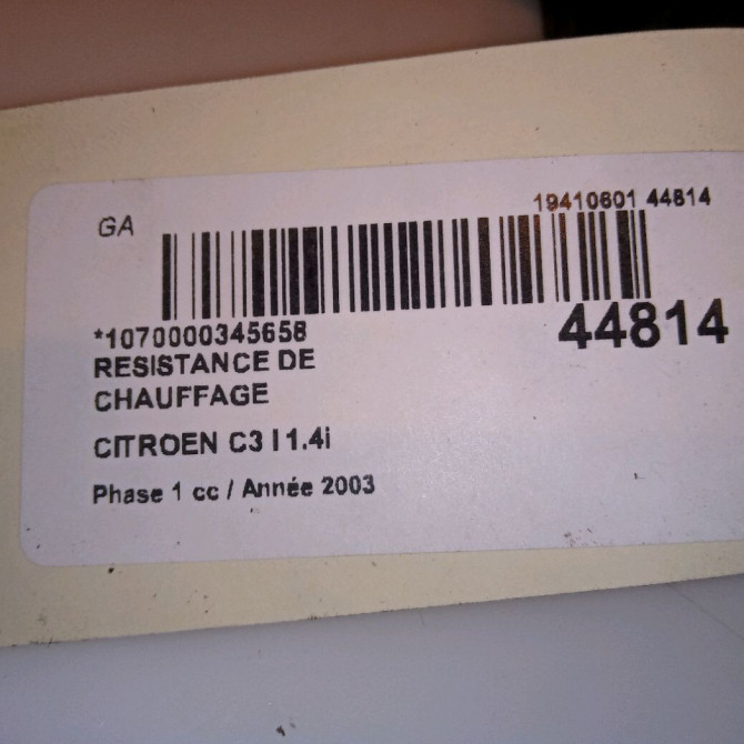 Resistance de chauffage occasion CITROEN C3 I Phase 1 04-2002->10-2005 1.4i 4