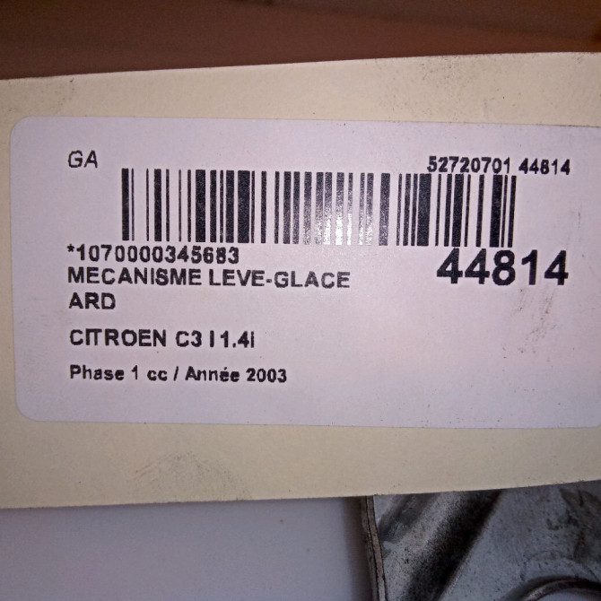 Mecanisme leve-glace arrière droit occasion CITROEN C3 I Phase 1 04-2002->10-2005 1.4i 922498 4
