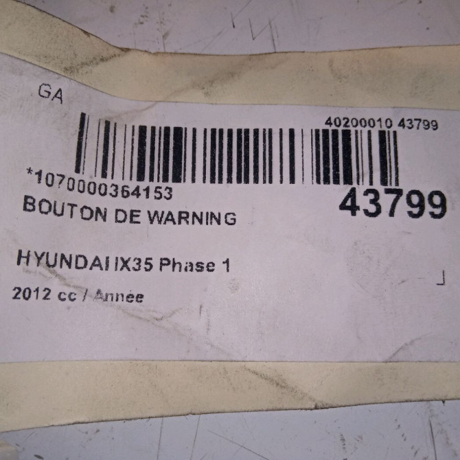 Bouton de warning occasion HYUNDAI IX35 Phase 1 03-2010->06-2013 937902S100BLH 4