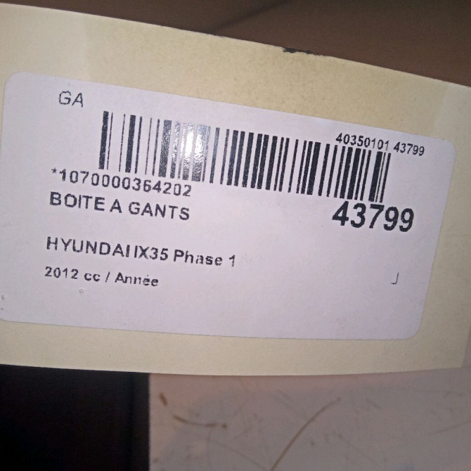 Boite à gants occasion HYUNDAI IX35 Phase 1 03-2010->06-2013 845102Y1009P 5