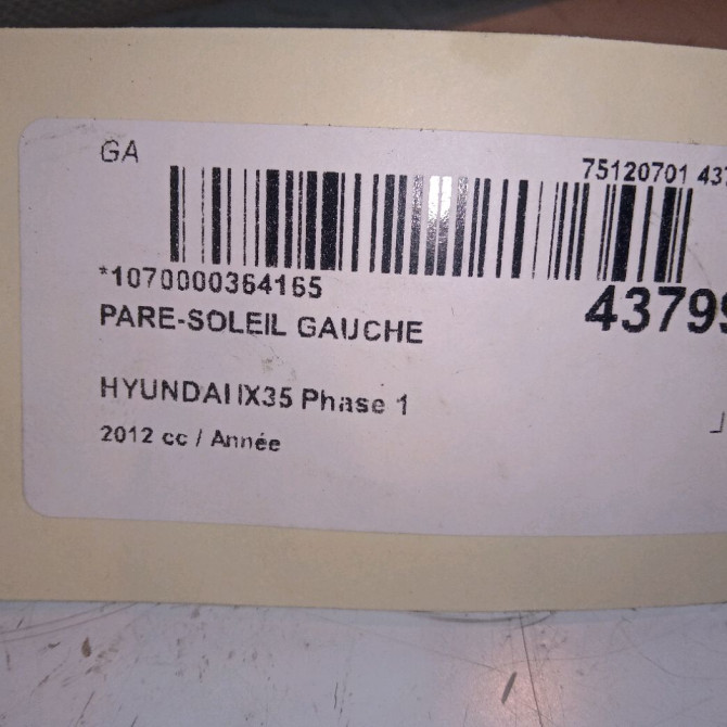 Pare-soleil gauche occasion HYUNDAI IX35 Phase 1 03-2010->06-2013 852102S530OM 4