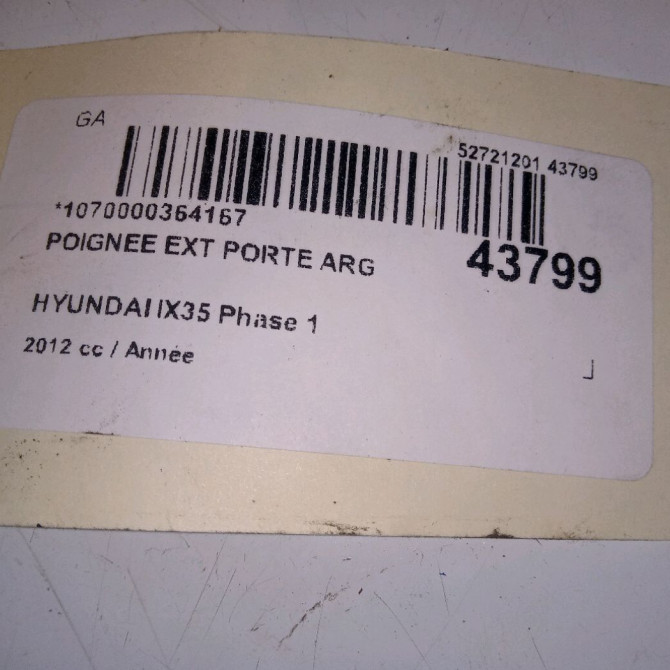 Poignee ext porte arg occasion HYUNDAI IX35 Phase 1 03-2010->06-2013 826512S020 4