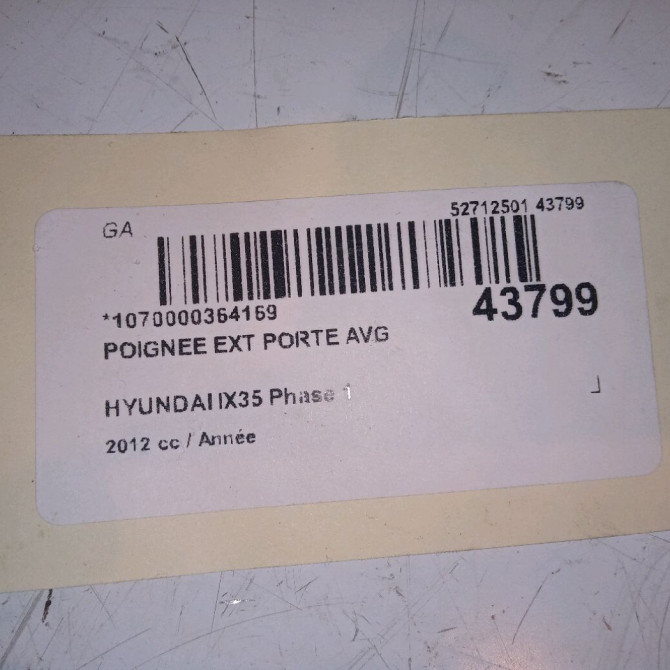 Poignee ext porte avg occasion HYUNDAI IX35 Phase 1 03-2010->06-2013 826512S720 4