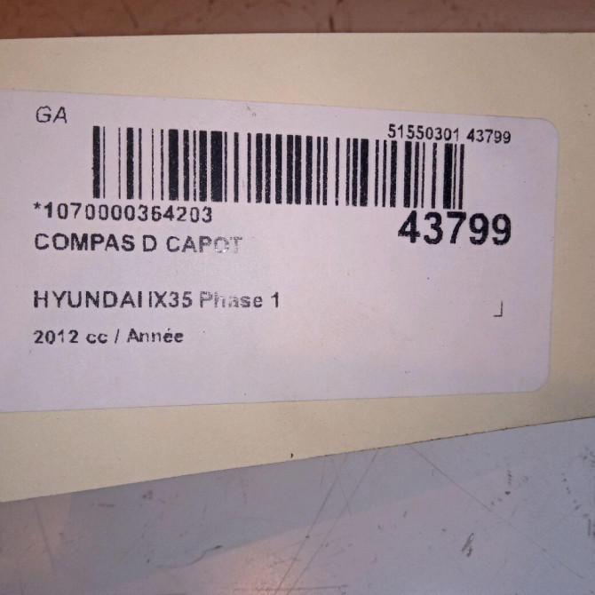 Compas d capot occasion HYUNDAI IX35 Phase 1 03-2010->06-2013 791202S000 4