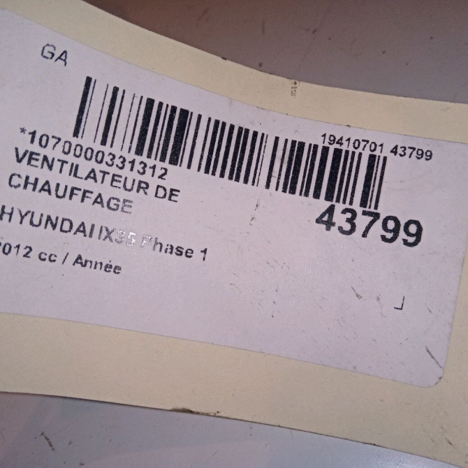 Ventilateur de chauffage occasion HYUNDAI IX35 Phase 1 03-2010->06-2013 971132Y000 4