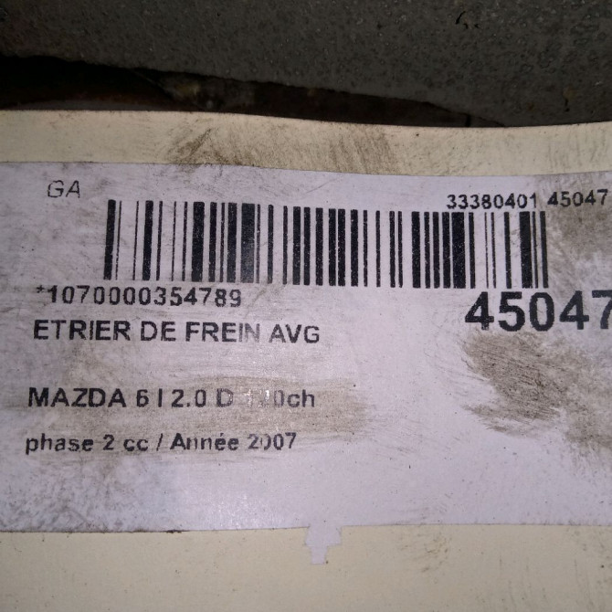 Etrier de frein avant gauche occasion MAZDA 6 I phase 2 06-2005->10-2008 2.0 D 120ch GJ6E3371XC 4