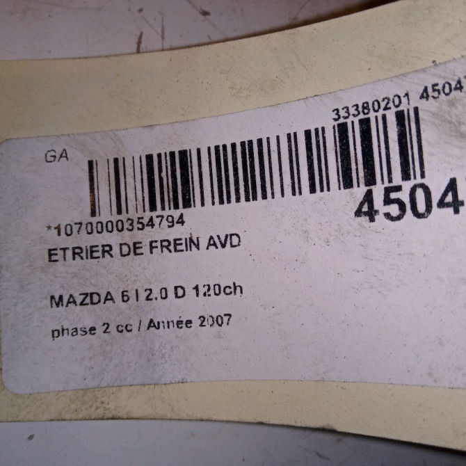 Etrier de frein avant droit occasion MAZDA 6 I phase 2 06-2005->10-2008 2.0 D 120ch GJ6E3361XC 4