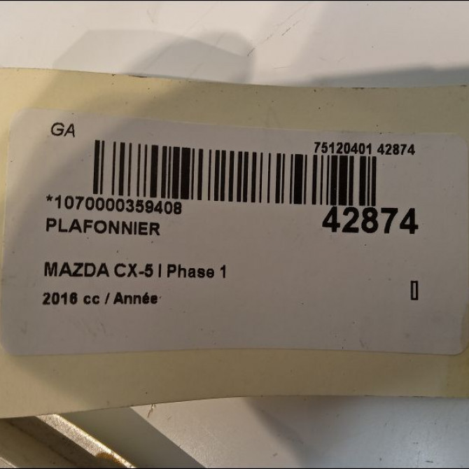 Plafonnier occasion MAZDA CX-5 I Phase 1 01-2012->... KD5169970D75 4
