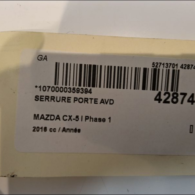 Serrure porte avd occasion MAZDA CX-5 I Phase 1 01-2012->... KD4758310 4
