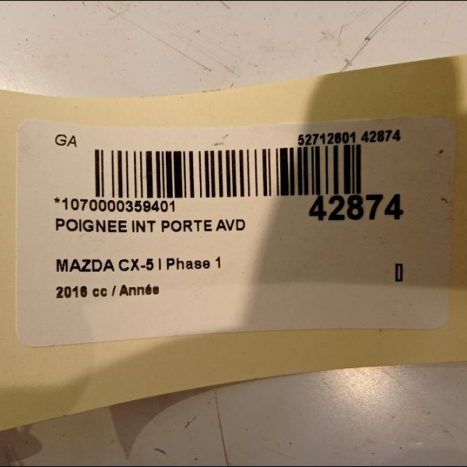 Poignee int porte avd occasion MAZDA CX-5 I Phase 1 01-2012->... KD5358330C 3