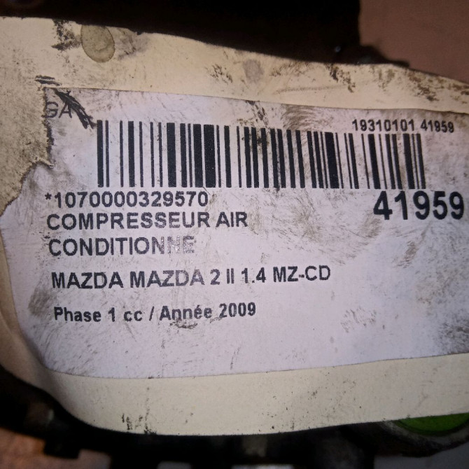 Compresseur air conditionne occasion MAZDA MAZDA 2 II MAZDA 2 II Phase 1 2007-09-01->2011-02-28 1.4 MZ-CD 68ch DF7861450C 5