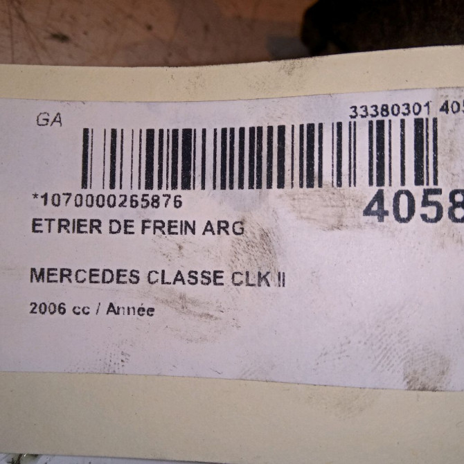 Etrier de frein arrière gauche occasion MERCEDES CLASSE CLK II Phase 2 COUPE 05-2005->12-2009 2034231998 5