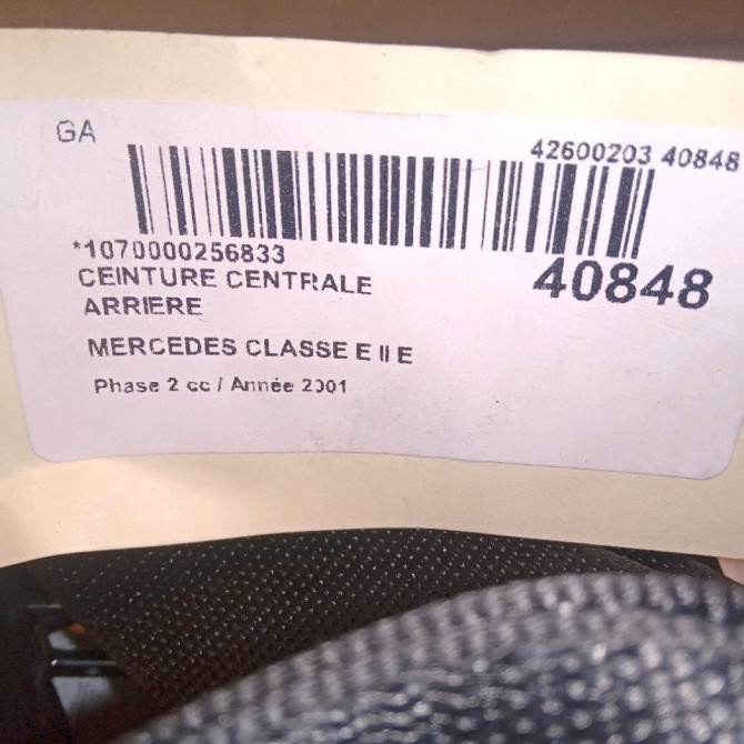 Ceinture centrale arriere occasion MERCEDES CLASSE E II Phase 2 09-1999->03-2002 E 220 CDI 21086056859A86 4