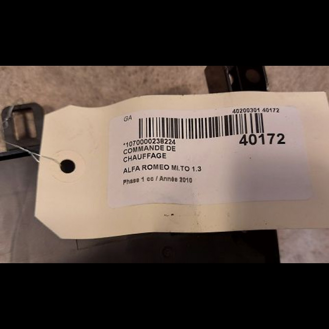 Commande de chauffage occasion ALFA ROMEO MI.TO MI.TO Phase 1 2008-09-01->2016-12-31 1.3 JTDM 95ch 156083331 3