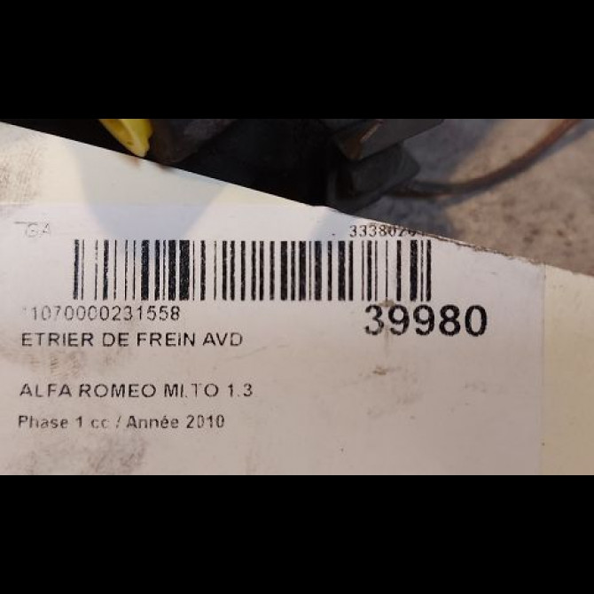Etrier de frein avant droit occasion ALFA ROMEO MI.TO MI.TO Phase 1 2008-09-01->2016-12-31 1.3 JTDM 95ch 77365852 3