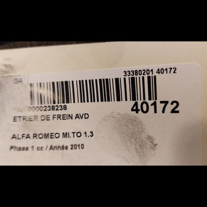 Etrier de frein avant droit occasion ALFA ROMEO MI.TO MI.TO Phase 1 2008-09-01->2016-12-31 1.3 JTDM 95ch 77365852 3