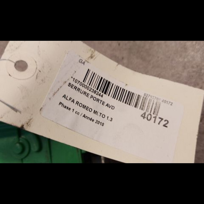 Serrure porte avd occasion ALFA ROMEO MI.TO MI.TO Phase 1 2008-09-01->2016-12-31 1.3 JTDM 95ch 50522847 2