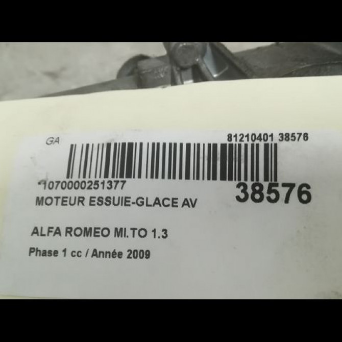 Moteur essuie-glace avant occasion ALFA ROMEO MI.TO MI.TO Phase 1 2008-09-01->2016-12-31 1.3 JTDM 85ch 50520319 3