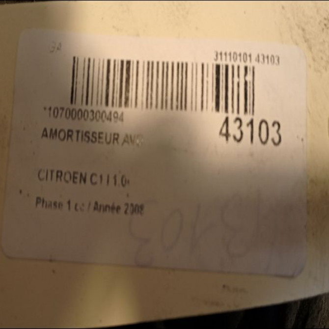 Amortisseur avant droit occasion CITROEN C1 I Phase 1 06-2005->11-2008 1.0i 1610852980 2