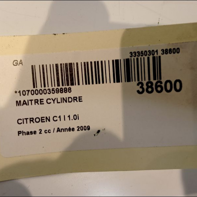 Maitre cylindre occasion CITROEN C1 I Phase 2 11-2008->01-2012 1.0i 4601R3 4