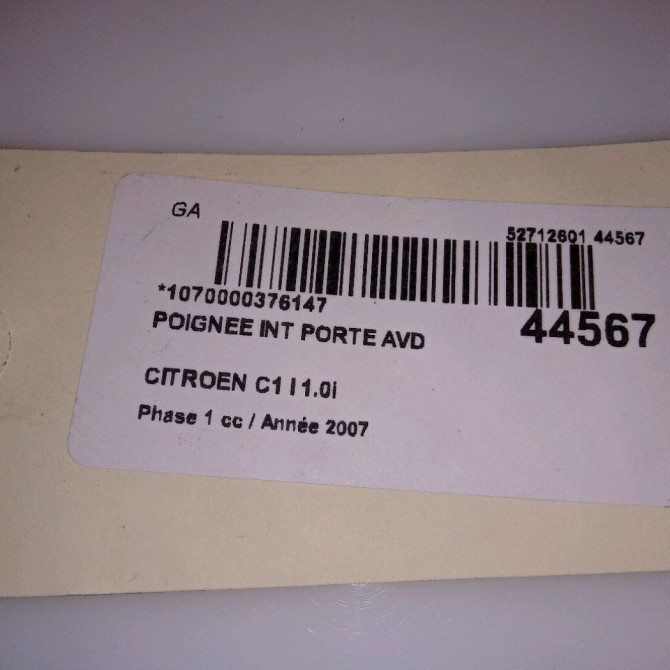 Poignee int porte avd occasion CITROEN C1 I Phase 1 06-2005->11-2008 1.0i 9143K8 3