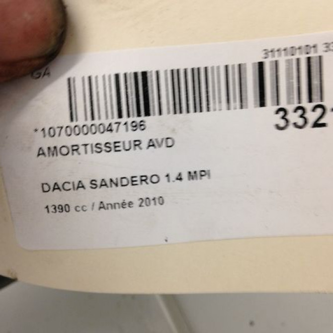 Amortisseur avant droit occasion DACIA SANDERO I Phase 1 06-2008->10-2012 1.2 16v 75ch 543022344R 5