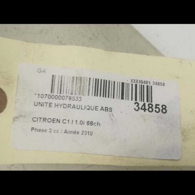 Unité hydraulique ABS occasion CITROEN C1 I Phase 3 01-2012->08-2014 1.0i 68ch 4541F5 4
