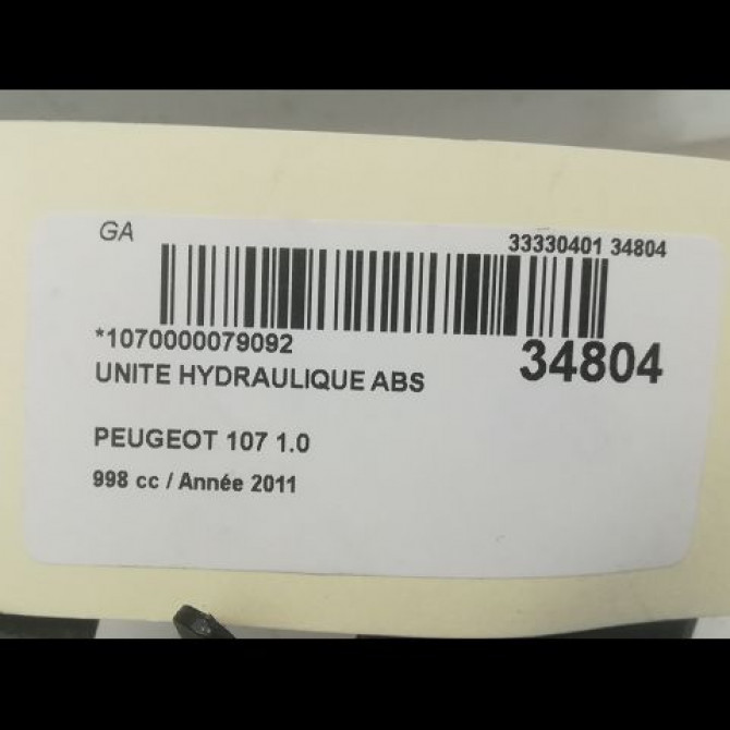 Unité hydraulique ABS occasion PEUGEOT 107 Phase 2 01-2009->01-2012 1.0i 70ch 12v 4541F5 4