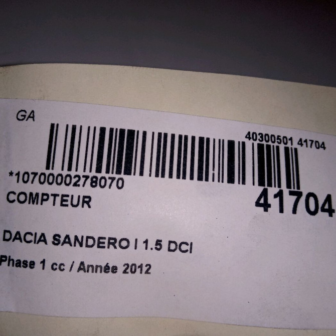 Compteur occasion DACIA SANDERO I Phase 1 06-2008->10-2012 1.5 DCI 90ch 248103604R 3