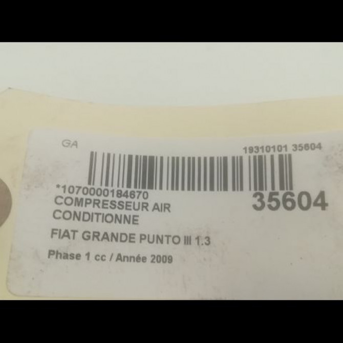 Compresseur air conditionne occasion FIAT GRANDE PUNTO III Phase 1 09-2005->12-2013 1.3 D MULTIJET 16v 75ch 71724084 3